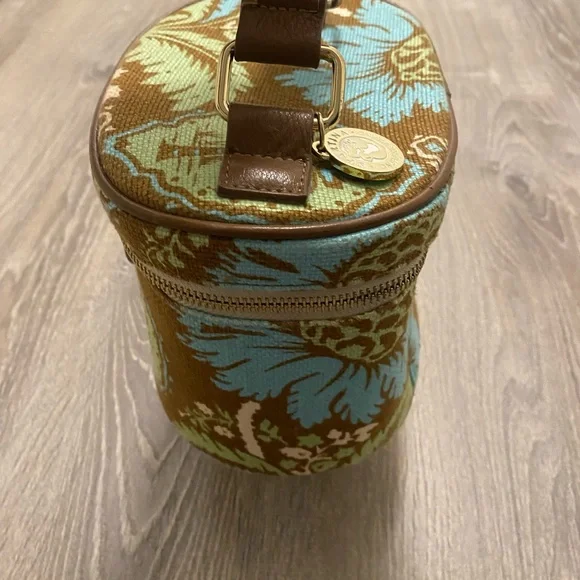 Spartina Daufuskie Island Brown Green Blue Zip Cosmetic Makeup Bag - Picture 3 of 15